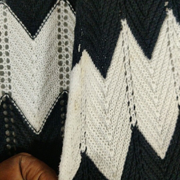 NY Collection Sweater Womens Small Long Black/White‎ Open Front Cardigan - Picture 5 of 7